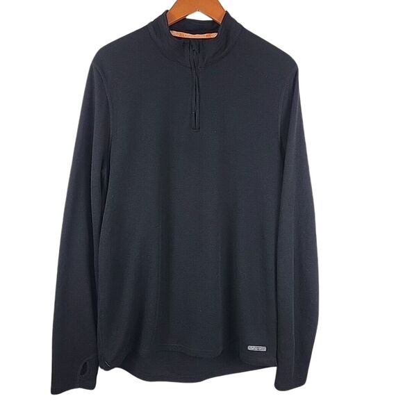 Omni Wool Shirt Mens XL Black 1/4 Zip Base Mid Layer Pullover Thermal Wool Blend - Picture 1 of 9